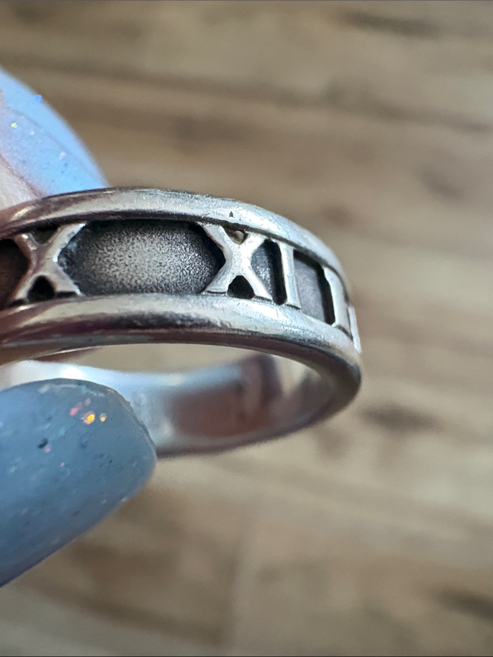Tiffany & Co. Sterling Silver Roman X Motif Band - Silver - Picture 5 of 5